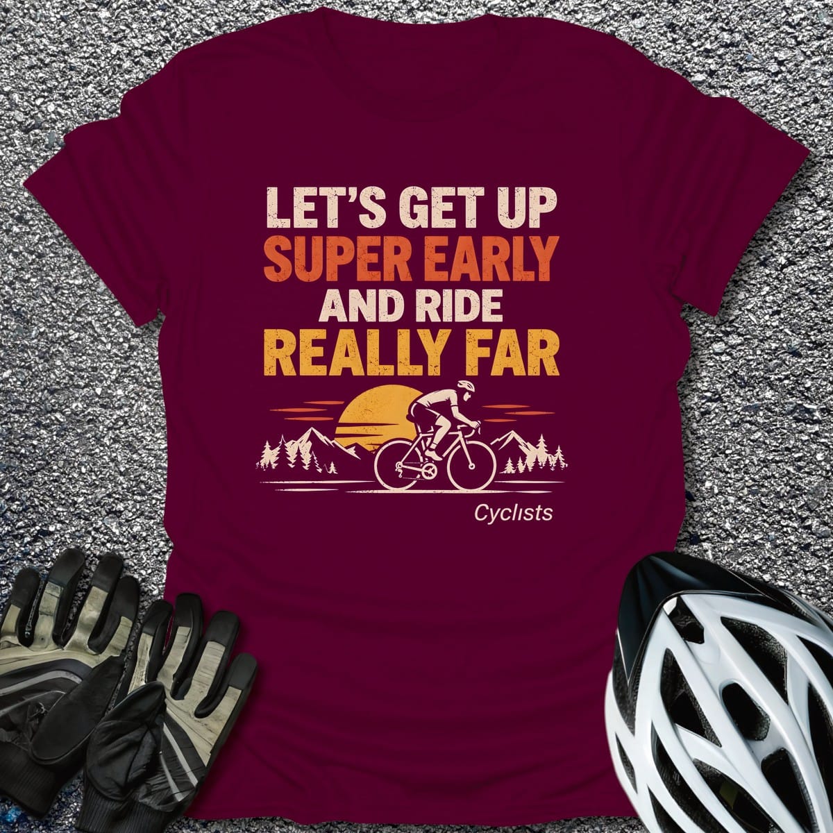 Super Early Ride T-Shirt in Maroon / S from CycleTees