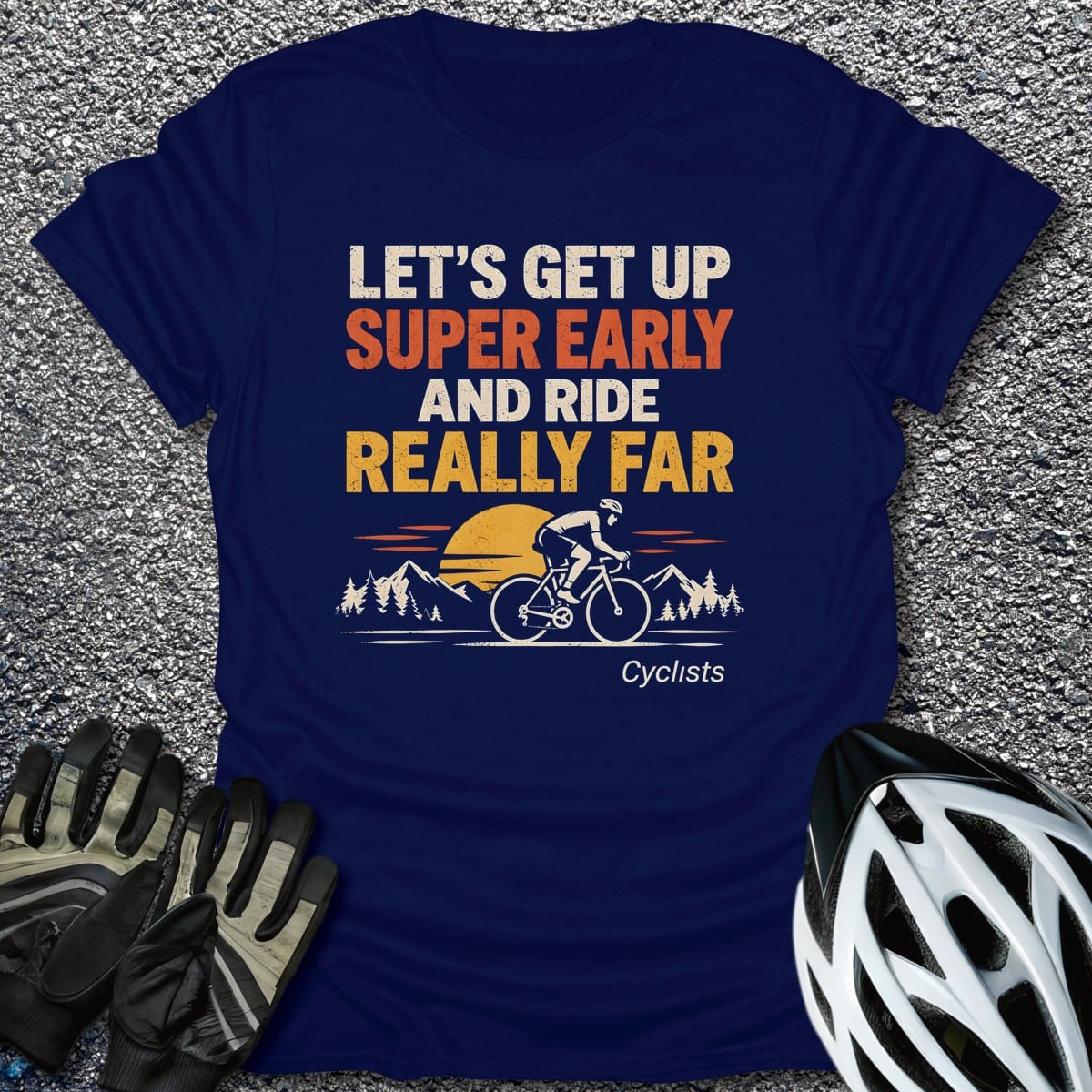 Super Early Ride T-Shirt in Navy / S from CycleTees
