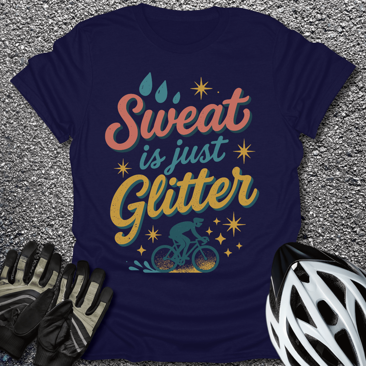 Sweat is Glitter T-Shirt in Navy / S from CycleTees