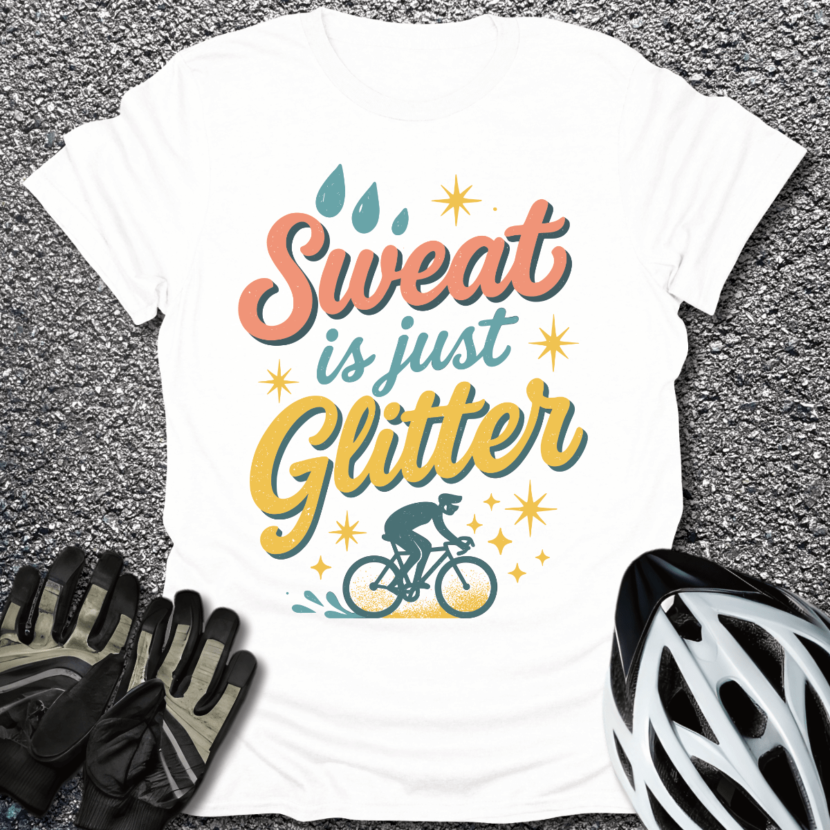 Sweat is Glitter T-Shirt in White / S from CycleTees