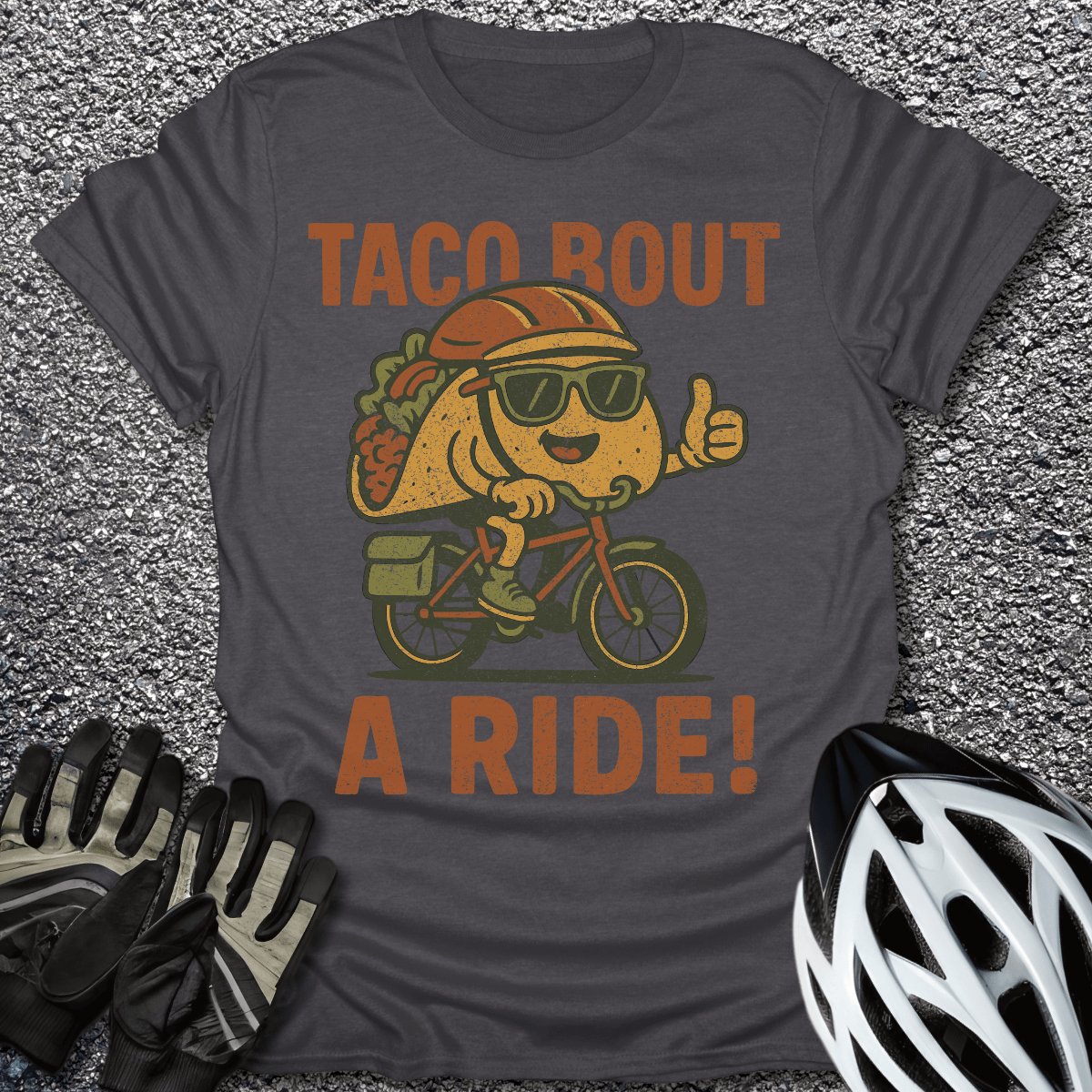 Tacobout a Ride T-Shirt in Dark Heather / S from CycleTees