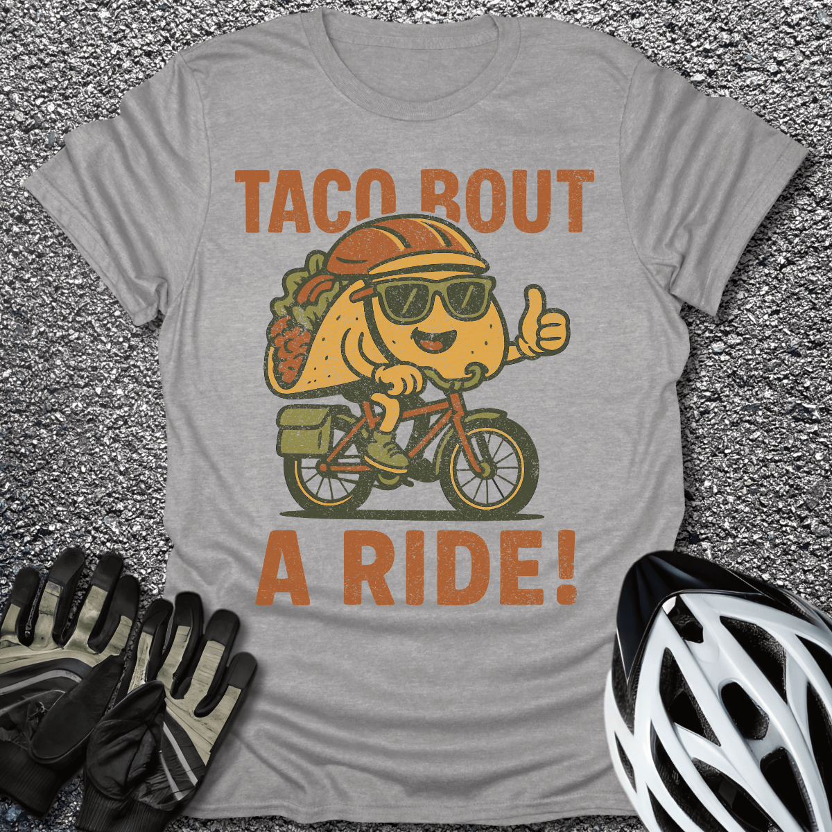 Tacobout a Ride T-Shirt in Sport Grey / S from CycleTees
