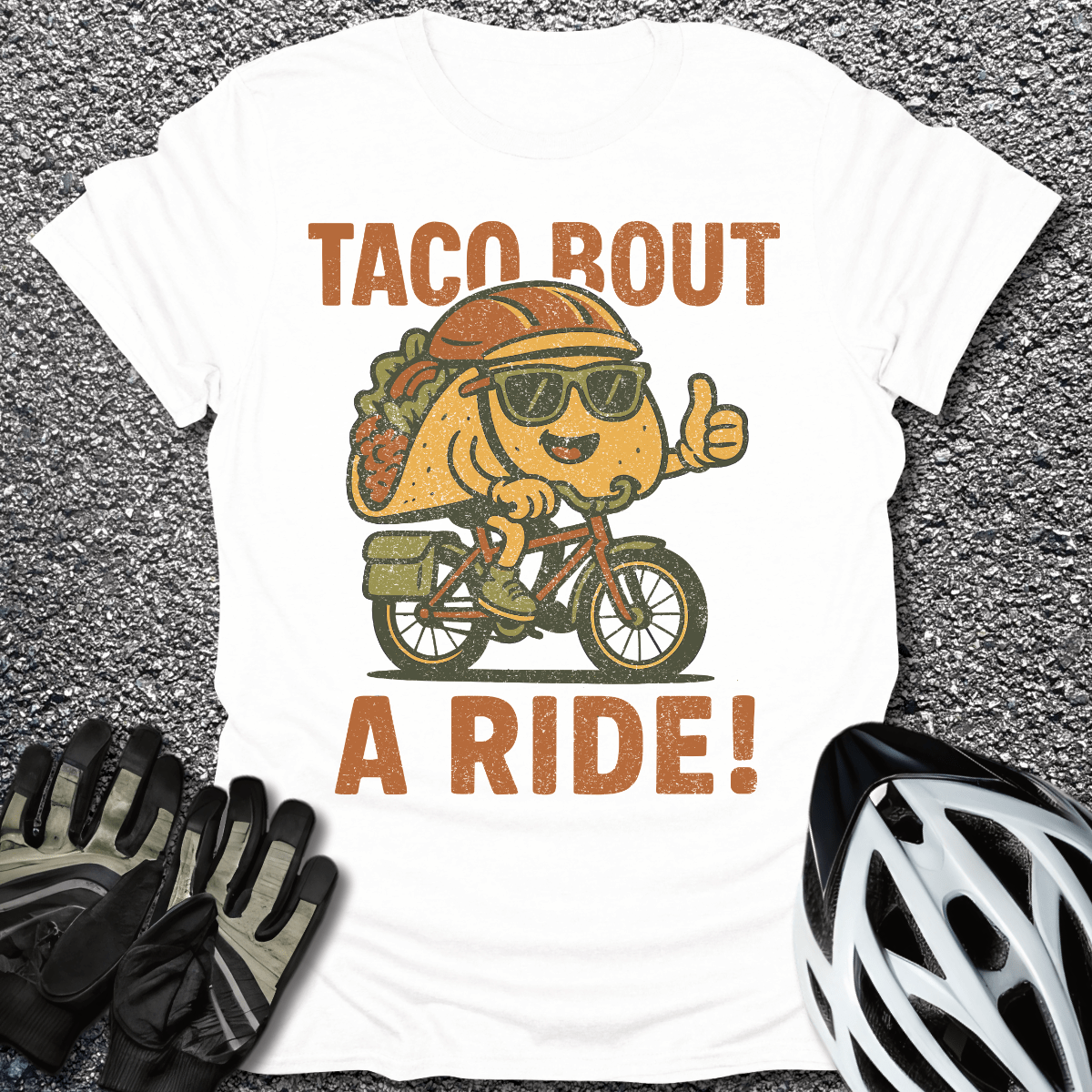 Tacobout a Ride T-Shirt in White / S from CycleTees