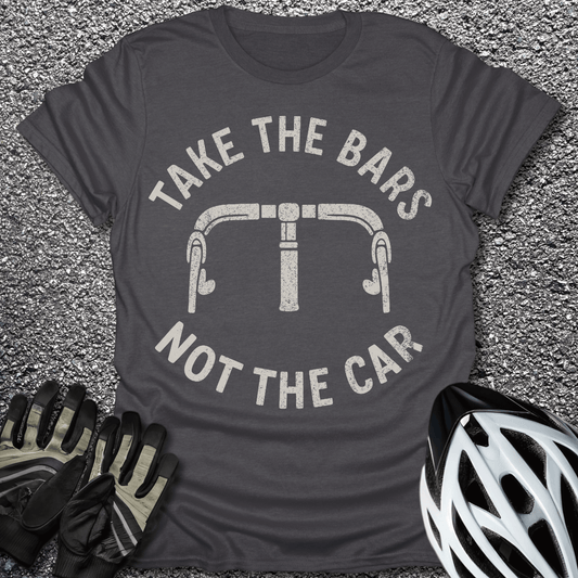 Take the Bars T-Shirt in Dark Heather / S from CycleTees