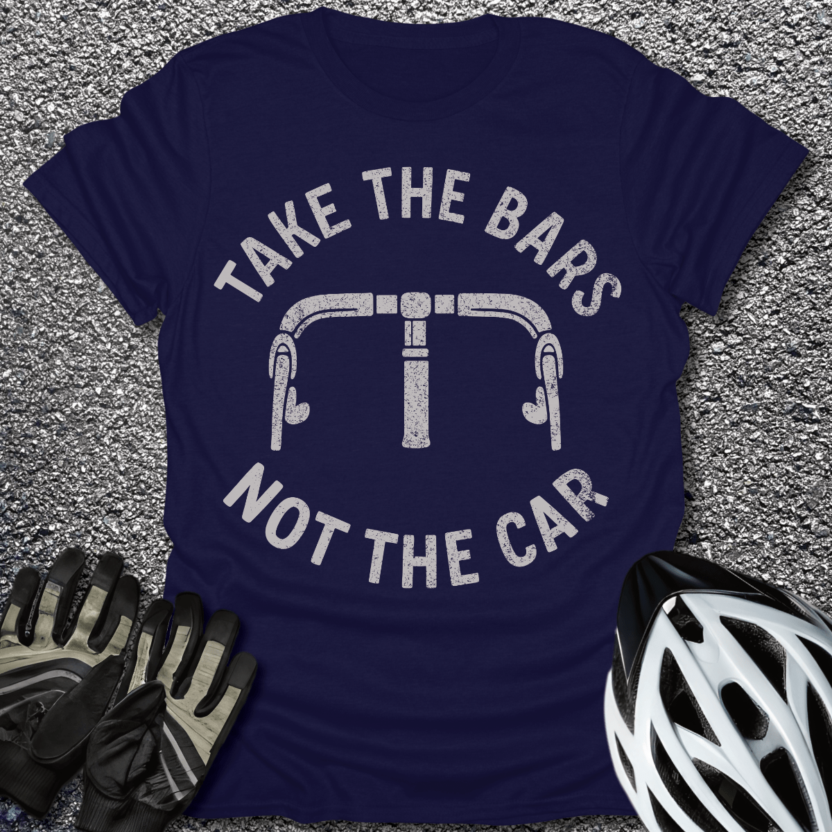 Take the Bars T-Shirt in Navy / S from CycleTees