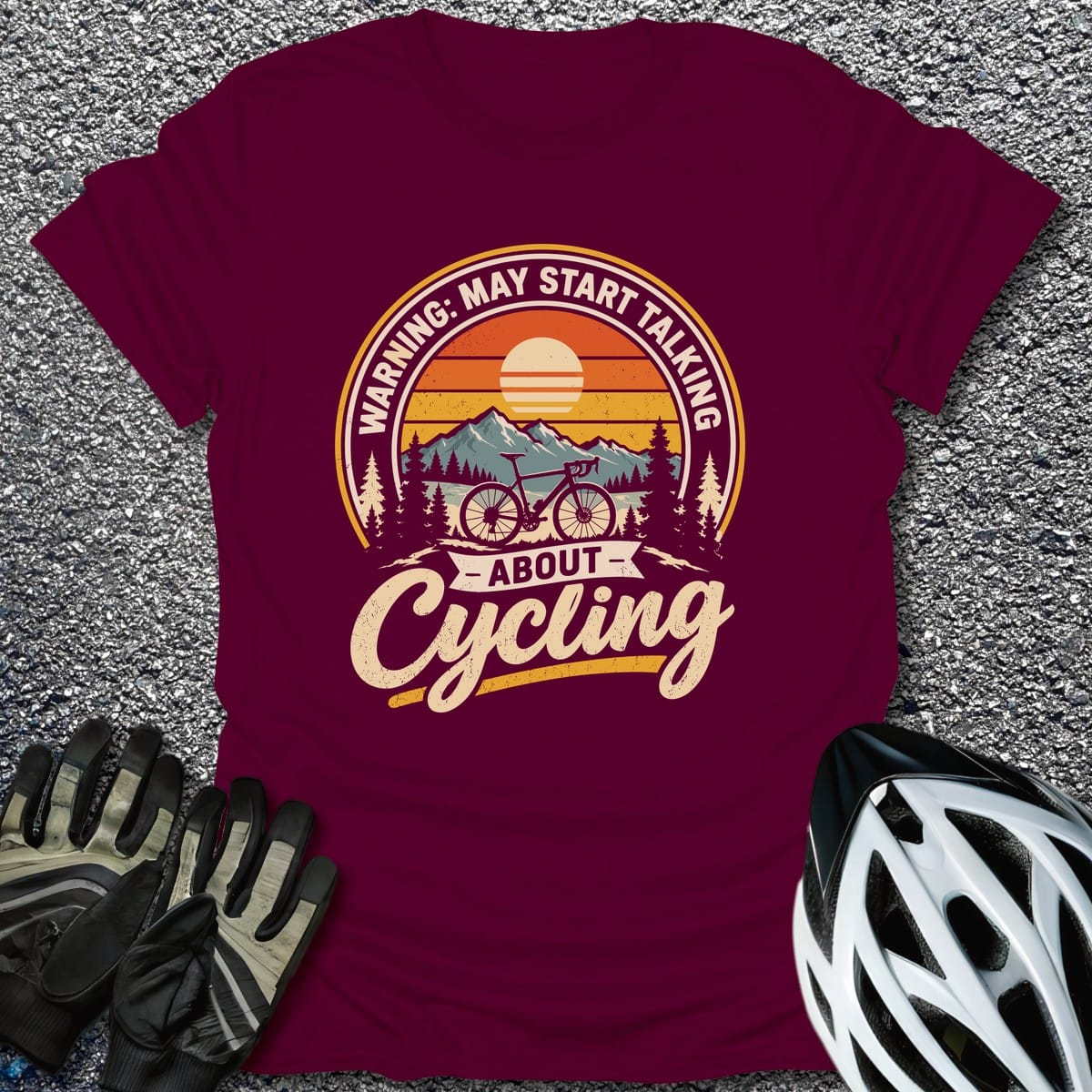 Talk Cycling T-Shirt in Maroon / S from CycleTees