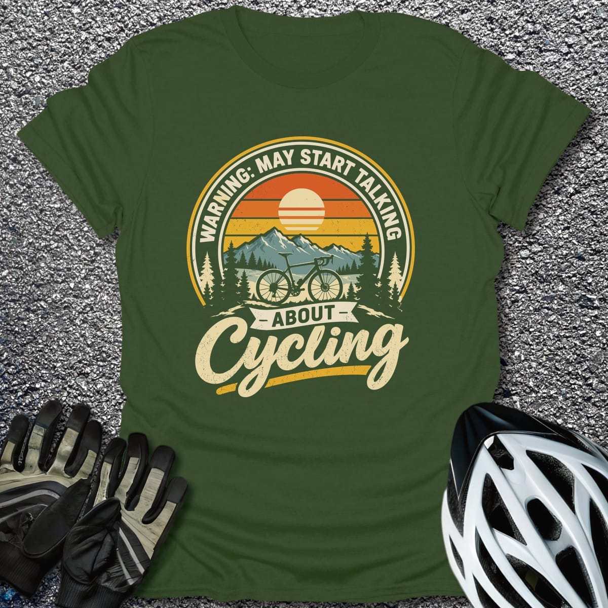 Talk Cycling T-Shirt in Military Green / S from CycleTees