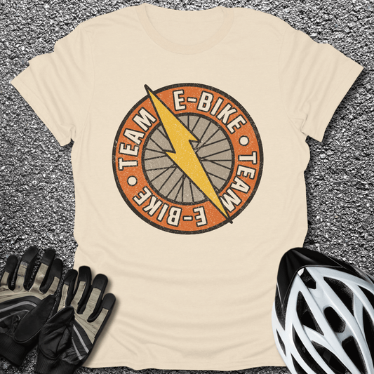 Team E-Bike T-Shirt in Natural / S from CycleTees