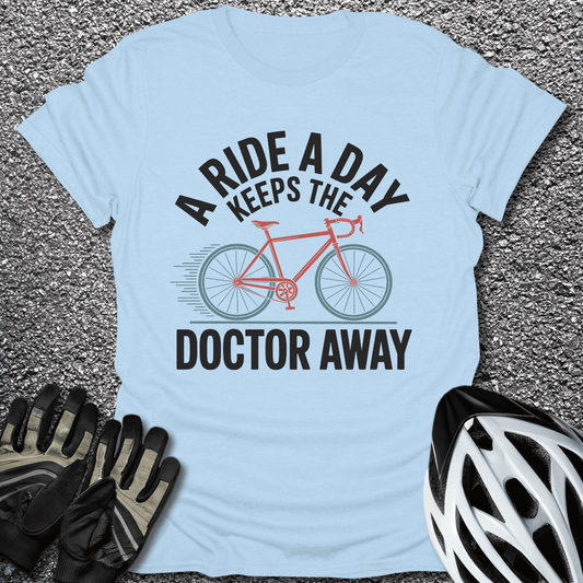 The Doctor Away T-Shirt in Light Blue / S from CycleTees