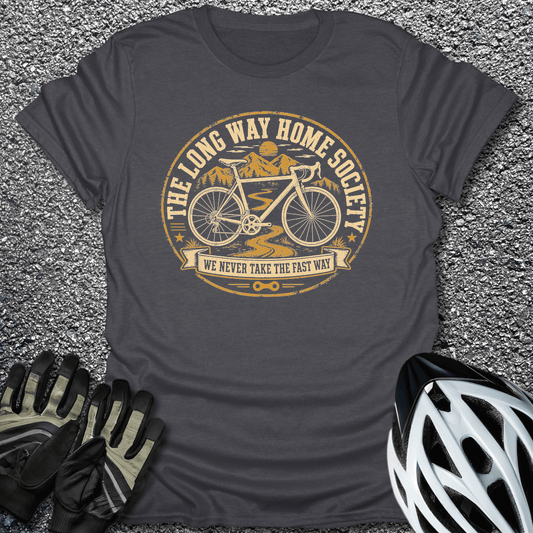 The Long Way Home T-Shirt in Dark Heather / S from CycleTees