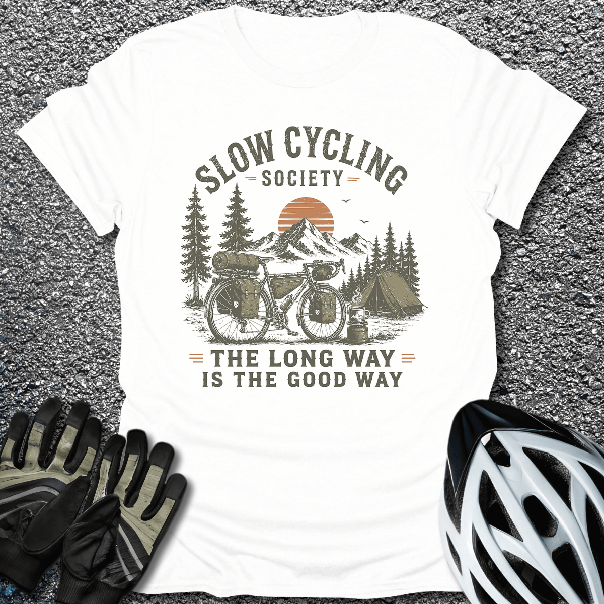 The Long Way T-Shirt in White / S from CycleTees