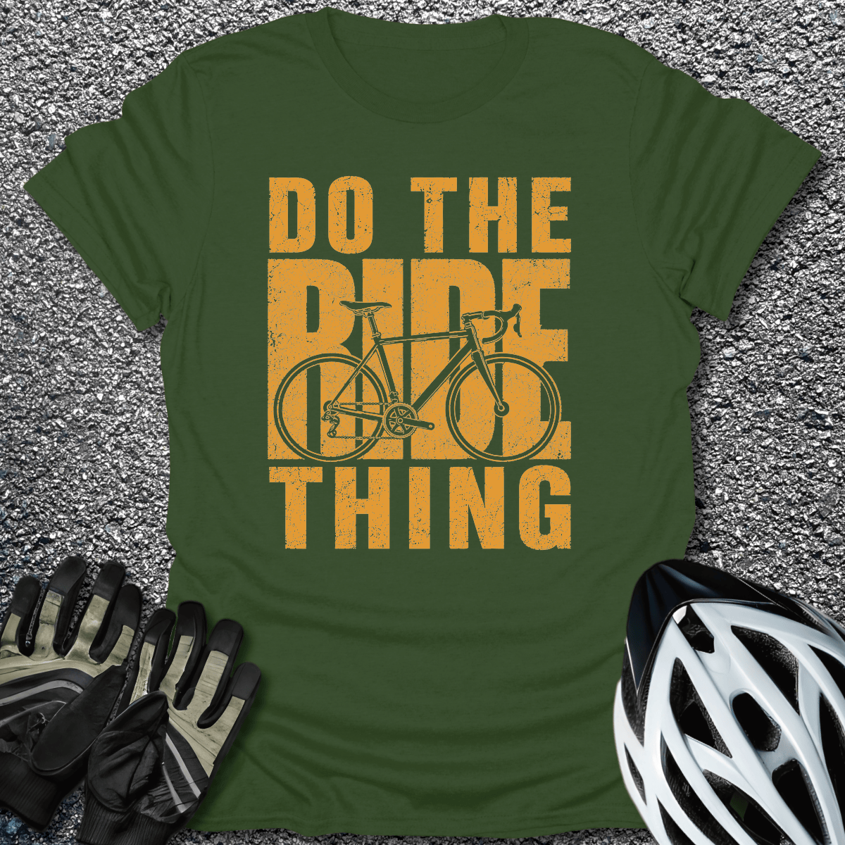 The Ride Thing T-Shirt in Military Green / S from CycleTees