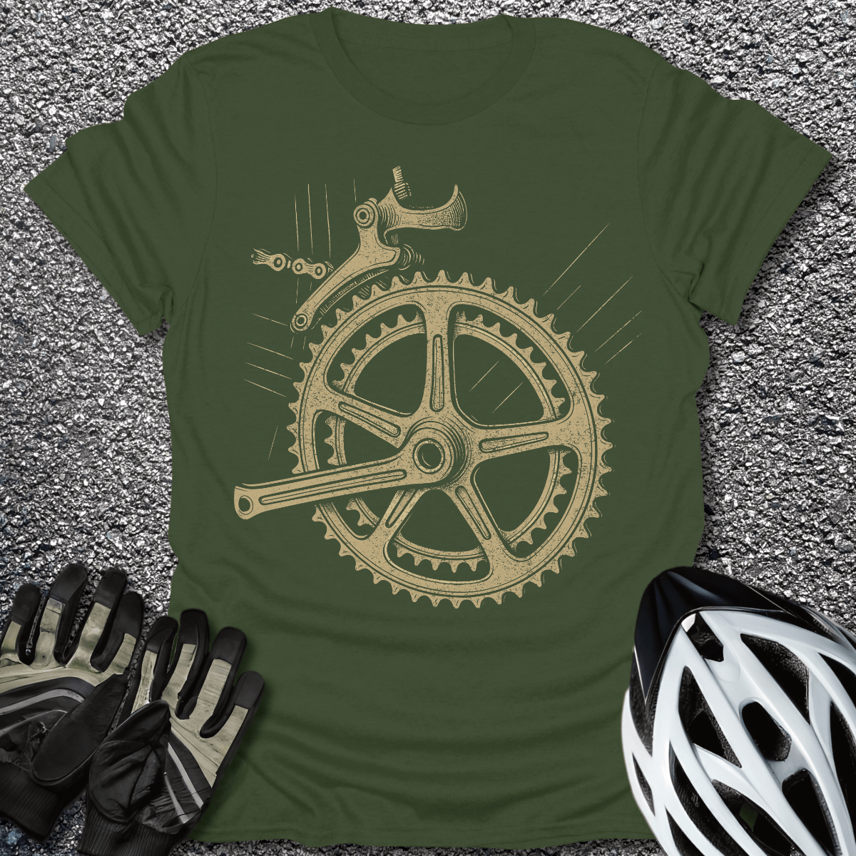 The Spinner T-Shirt in Military Green / S from CycleTees