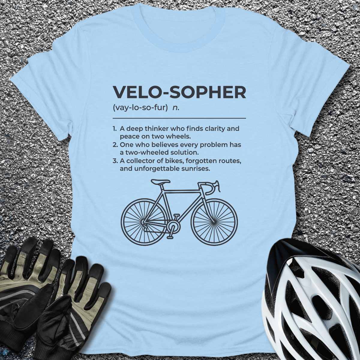 The Velo-Sopher T-Shirt in Light Blue / S from CycleTees