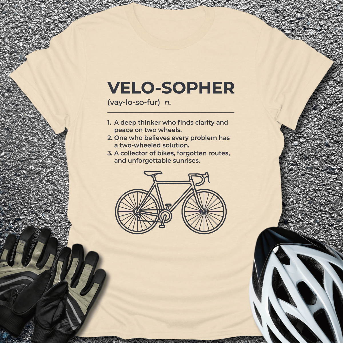 The Velo-Sopher T-Shirt in Natural / S from CycleTees