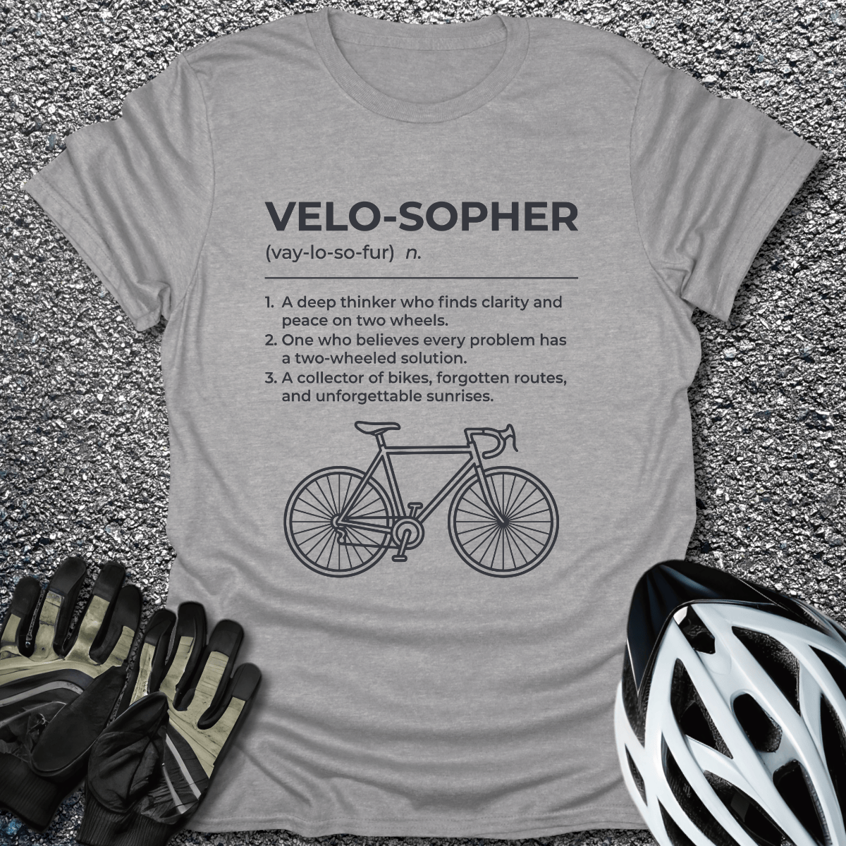 The Velo-Sopher T-Shirt in Sport Grey / S from CycleTees