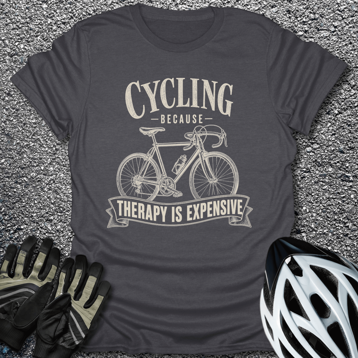 Therapy is Expensive T-Shirt in Dark Heather / S from CycleTees