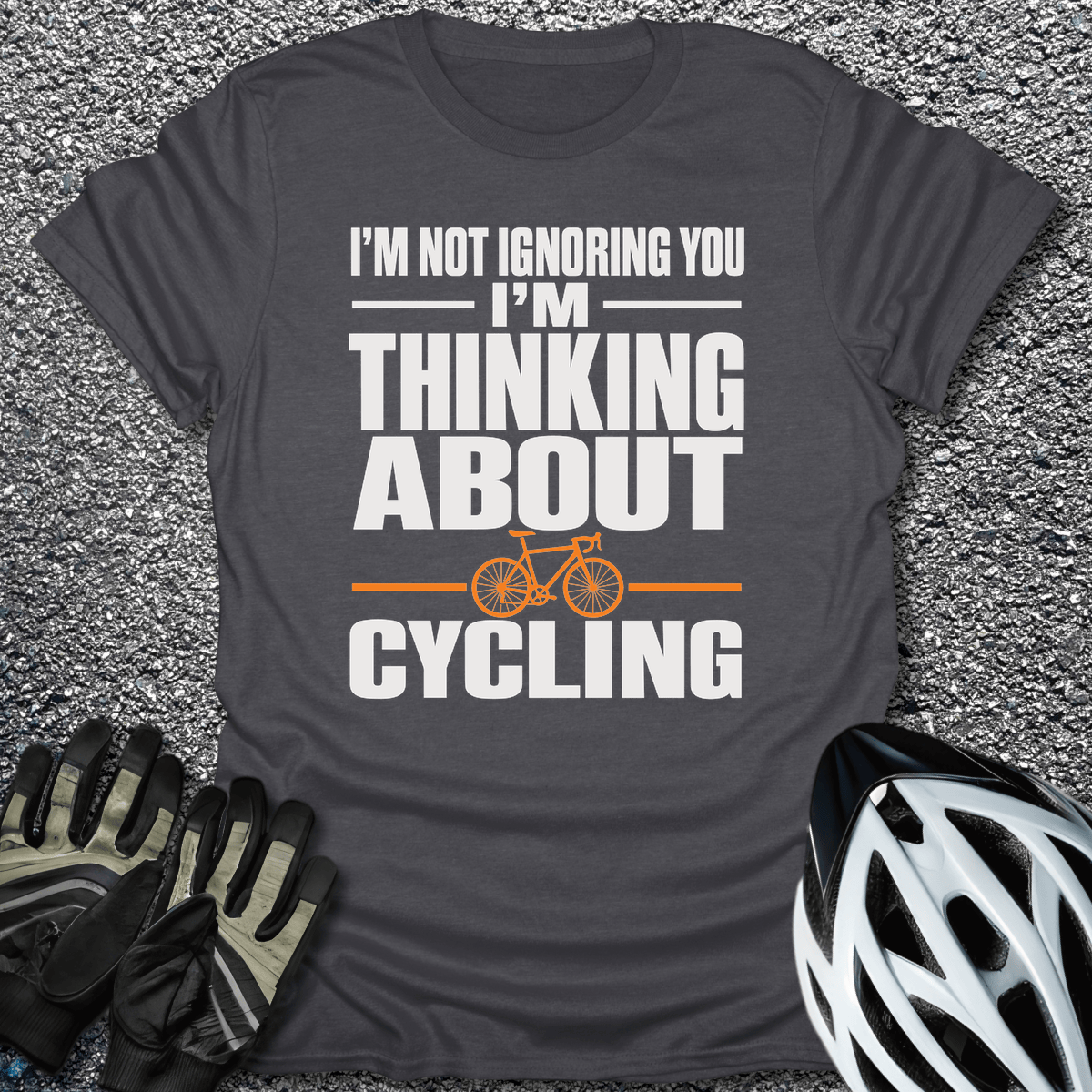 Thinking About Cycling T-Shirt in Dark Heather / S from CycleTees