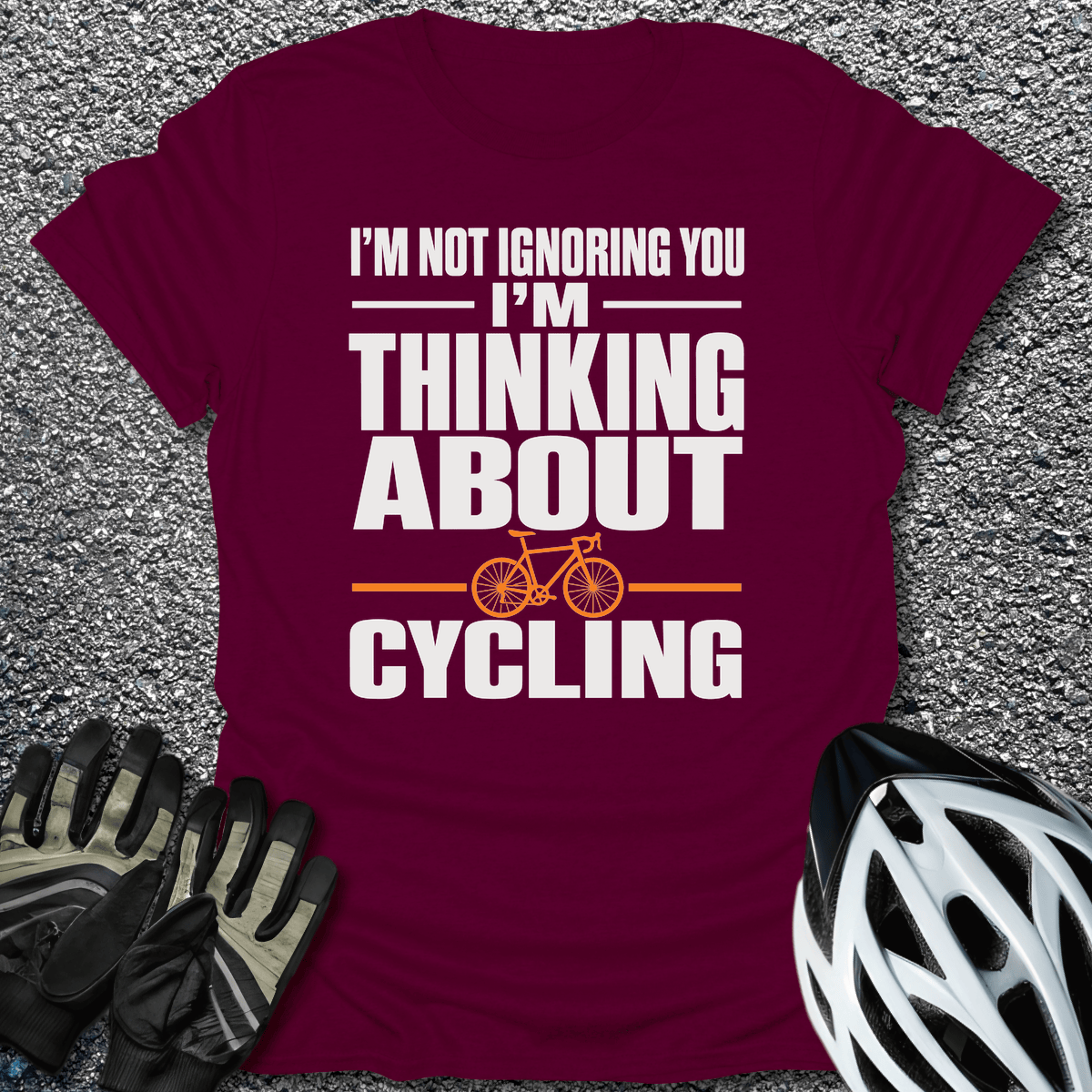 Thinking About Cycling T-Shirt in Maroon / S from CycleTees