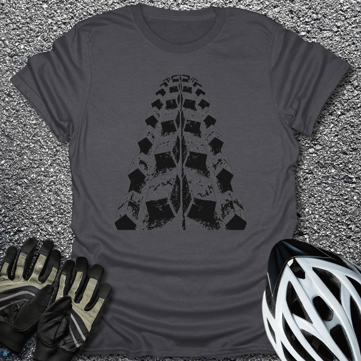 Tire Tread T-Shirt in Dark Heather / S from CycleTees