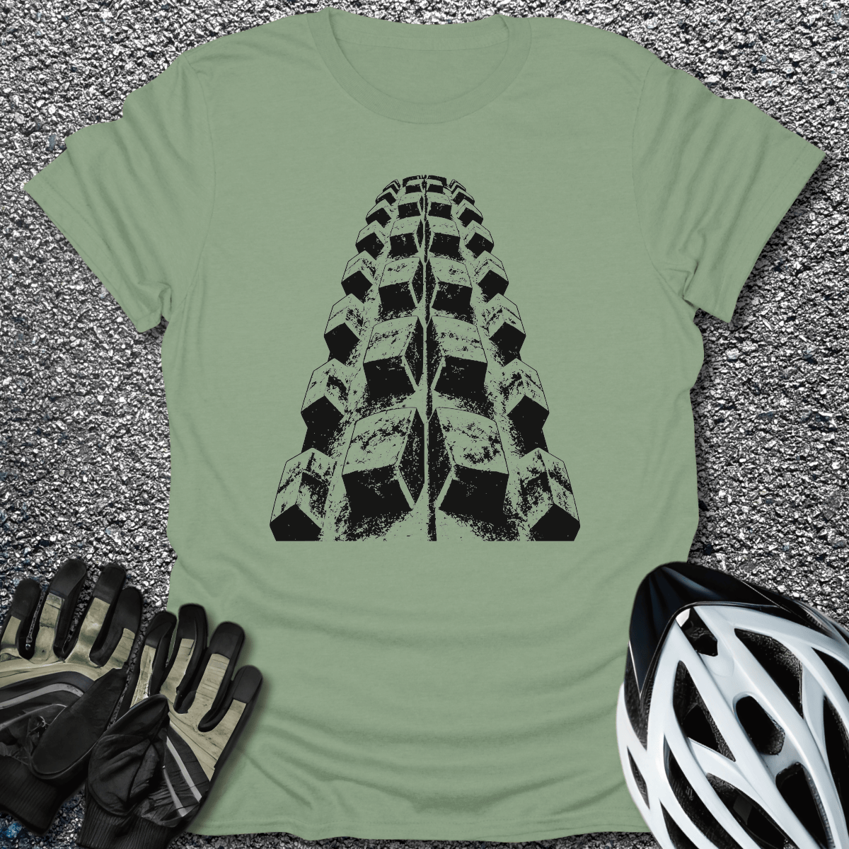 Tire Tread T-Shirt in Sage / S from CycleTees