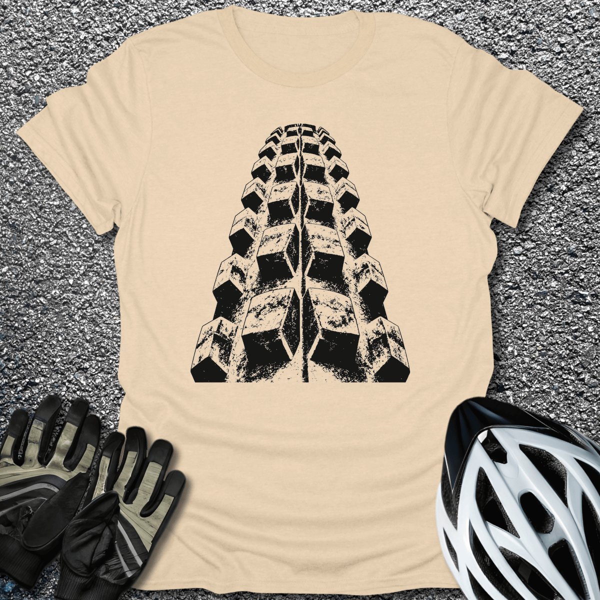 Tire Tread T-Shirt in Sand / S from CycleTees