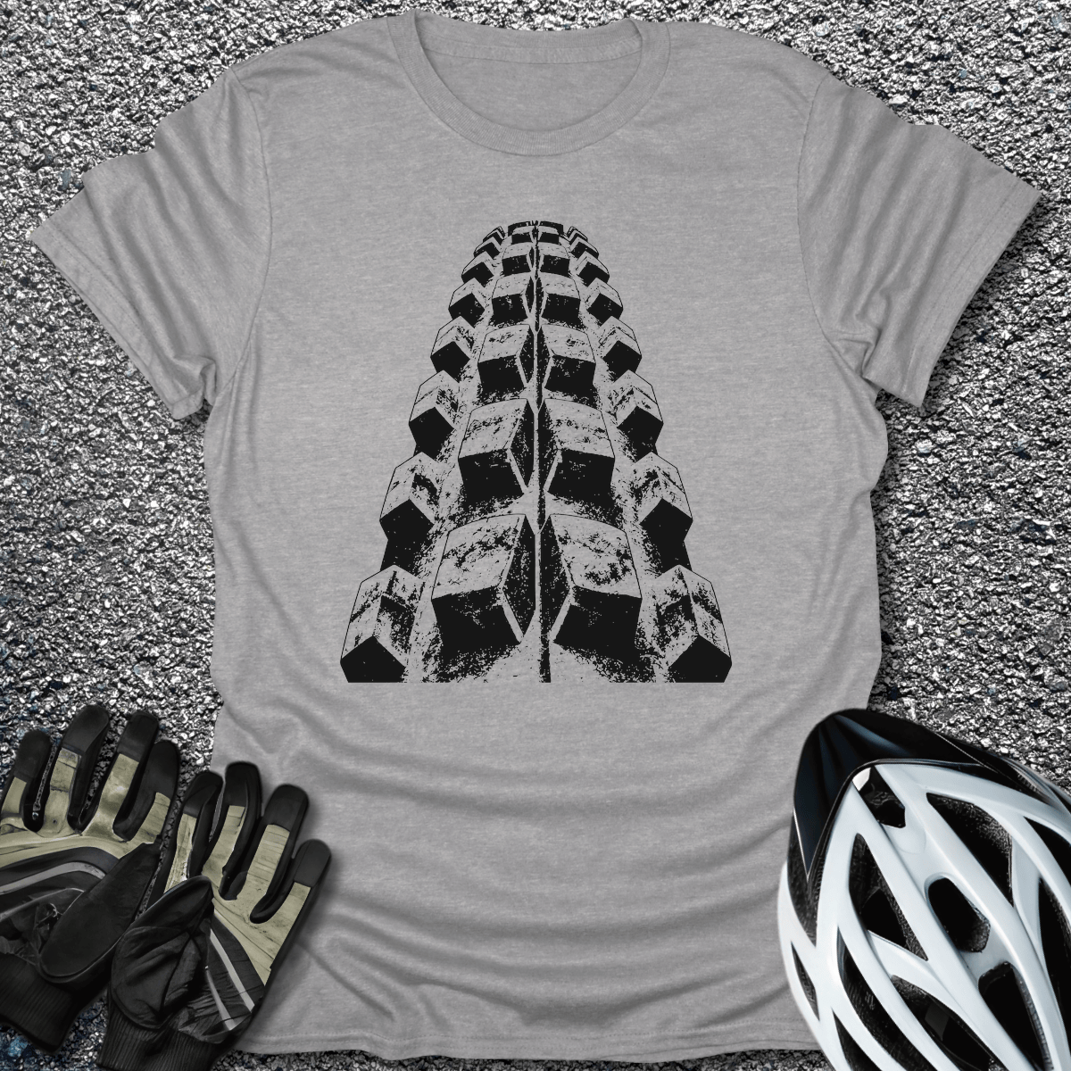 Tire Tread T-Shirt in Sport Grey / S from CycleTees