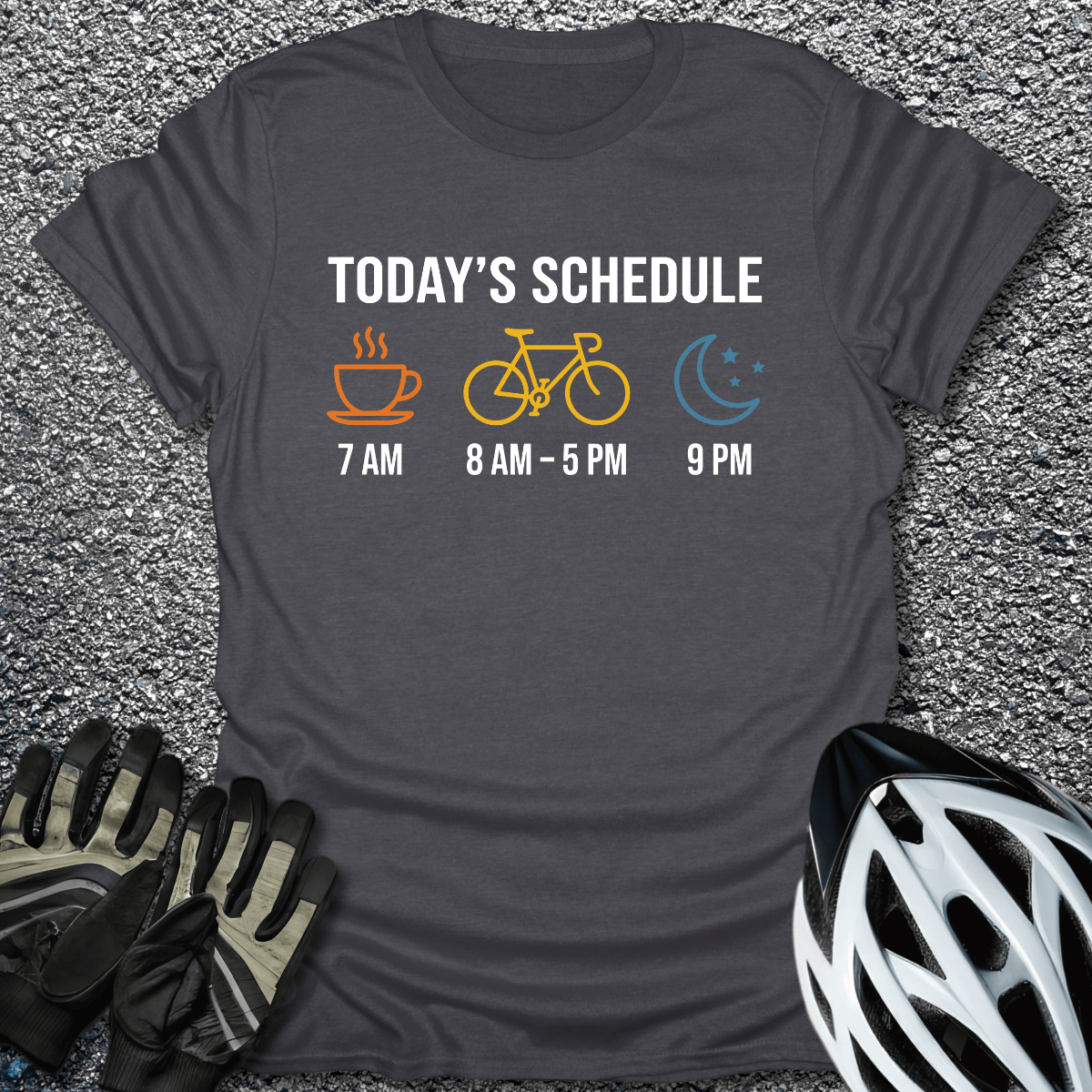Today's Schedule T-Shirt in Dark Heather / S from CycleTees