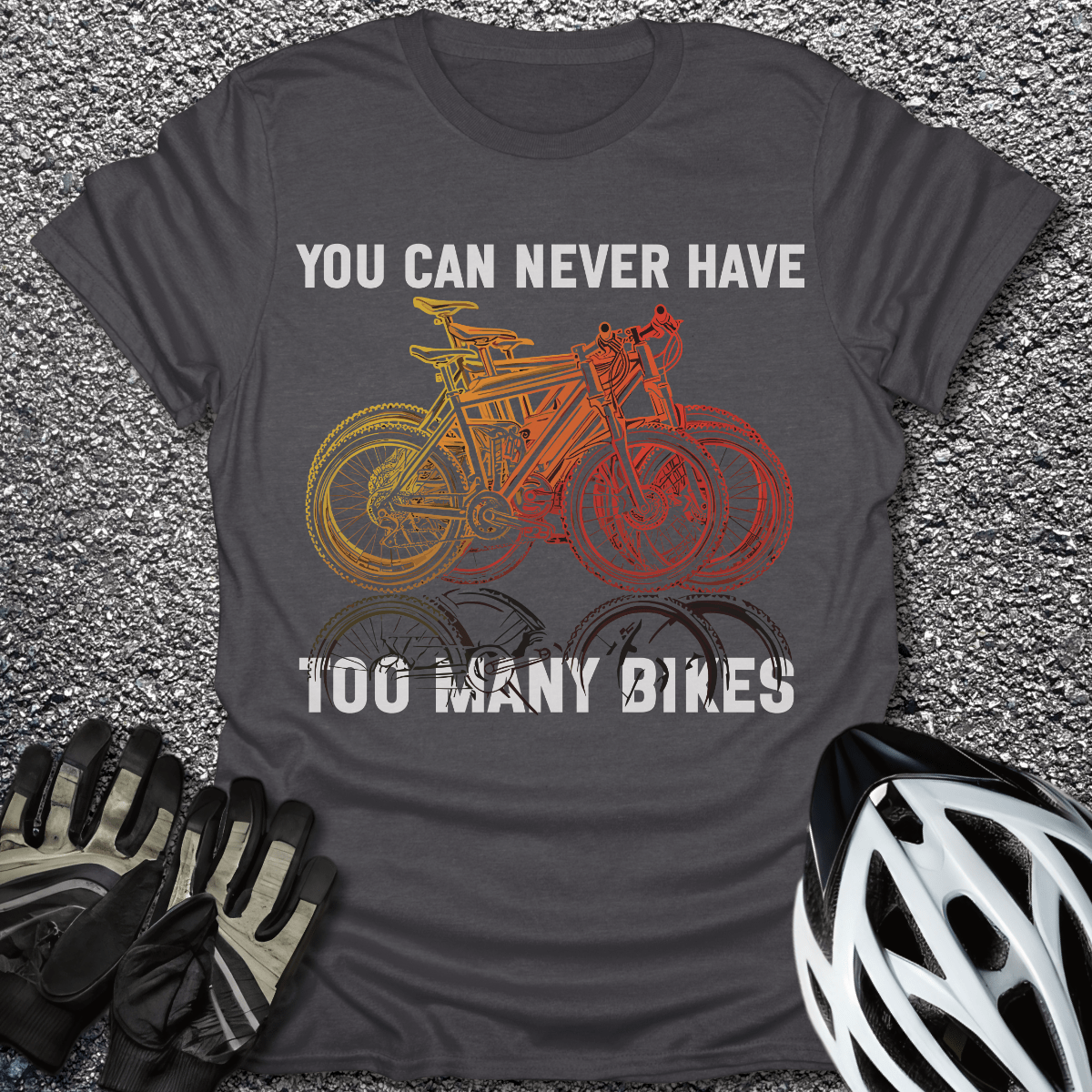 Too Many Bikes T-Shirt in Dark Heather / S from CycleTees