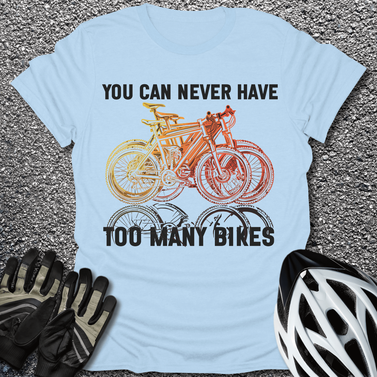 Too Many Bikes T-Shirt in Light Blue / S from CycleTees