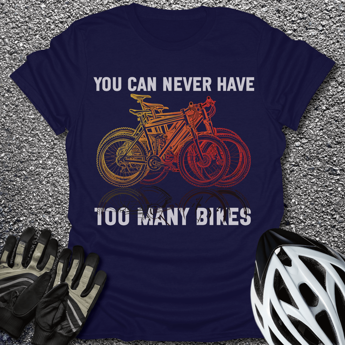 Too Many Bikes T-Shirt in Navy / S from CycleTees