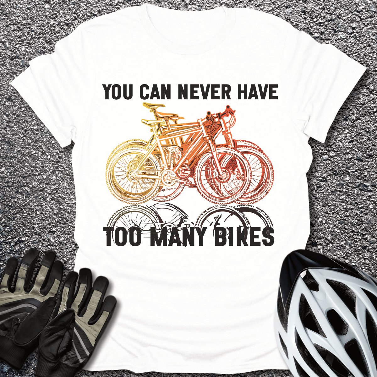 Too Many Bikes T-Shirt in White / S from CycleTees