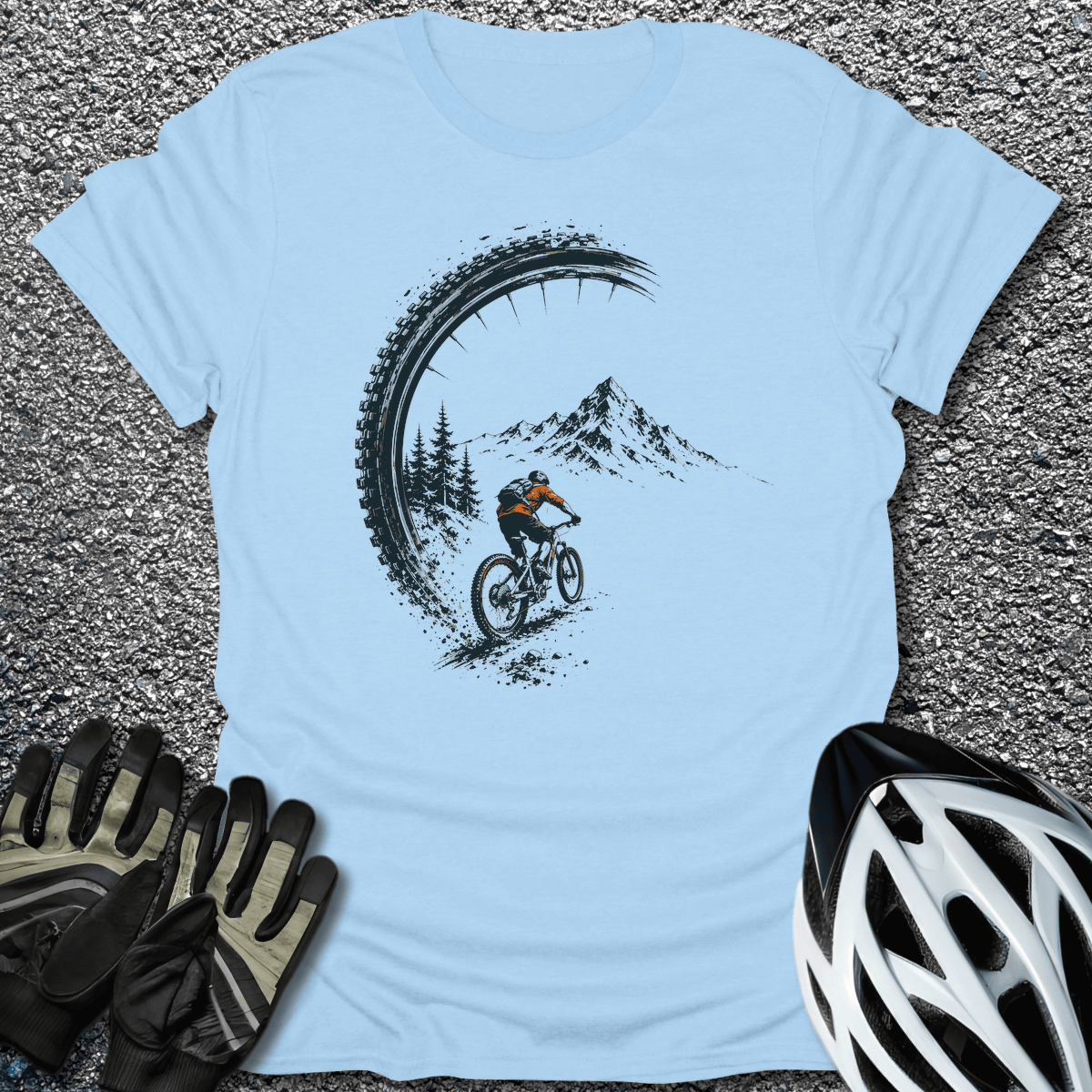 Trail Arc MTB T-Shirt in Light Blue / S from CycleTees