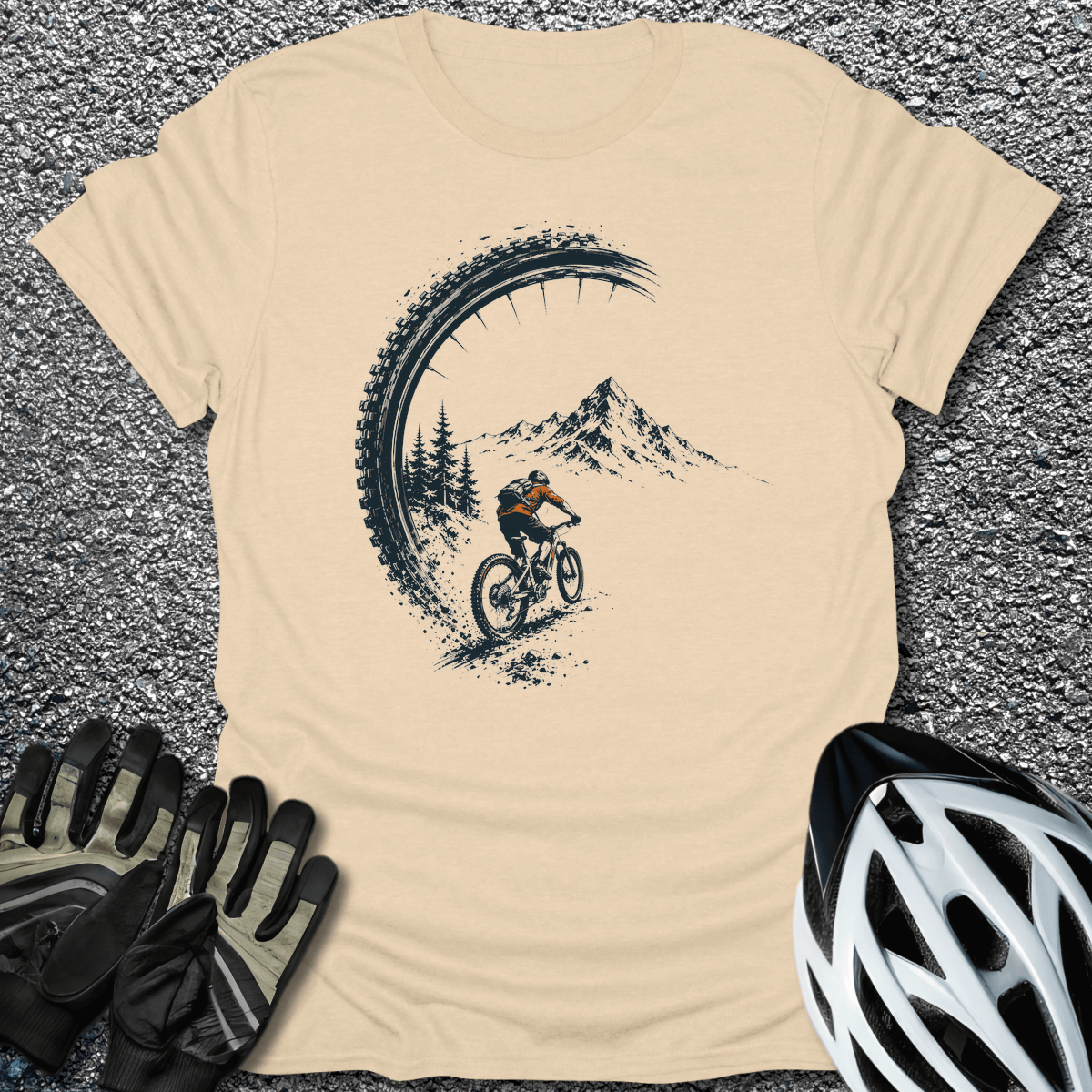 Trail Arc MTB T-Shirt in Sand / S from CycleTees