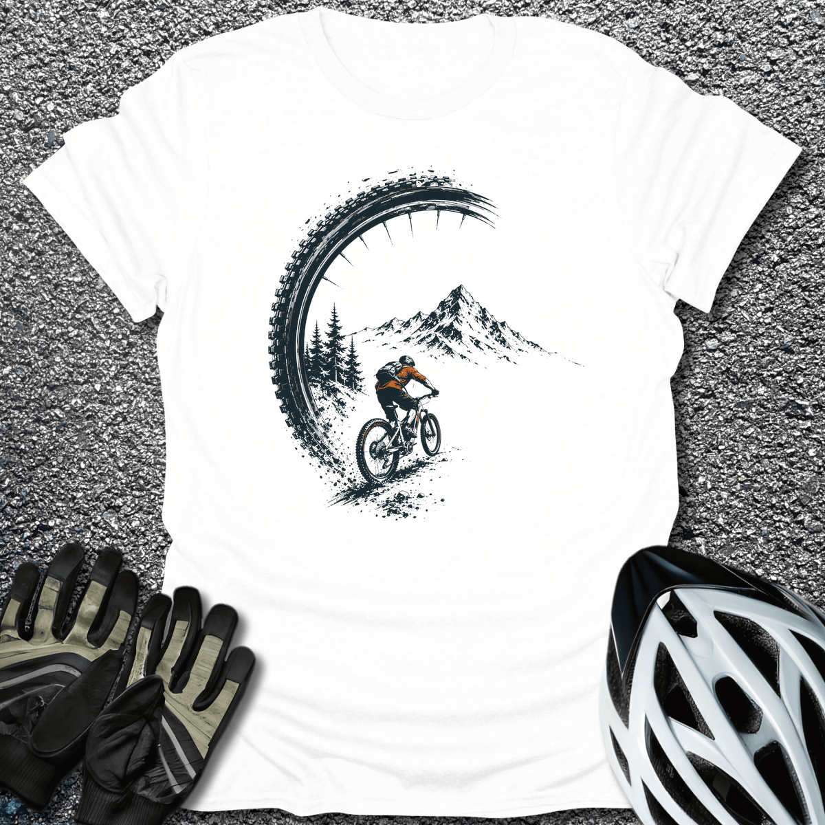 Trail Arc MTB T-Shirt in White / S from CycleTees
