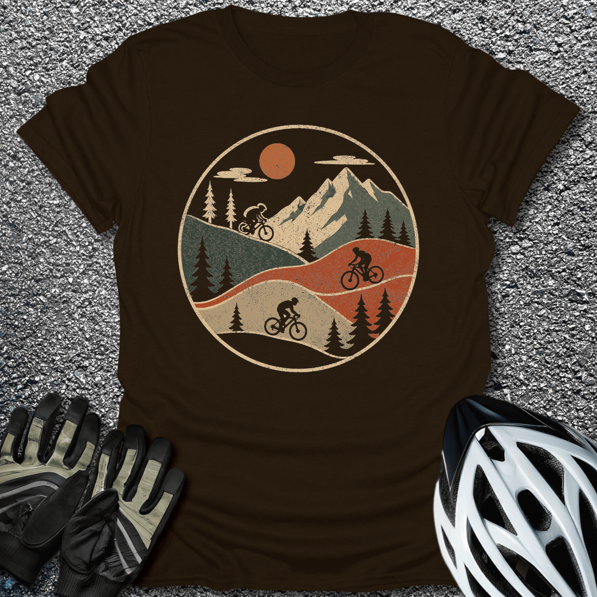 Trail Circle Badge T-Shirt in Dark Chocolate / S from CycleTees