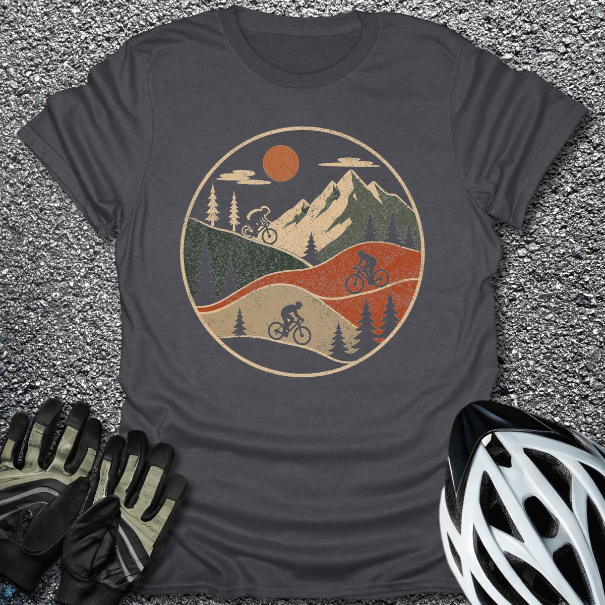Trail Circle Badge T-Shirt in Dark Heather / S from CycleTees