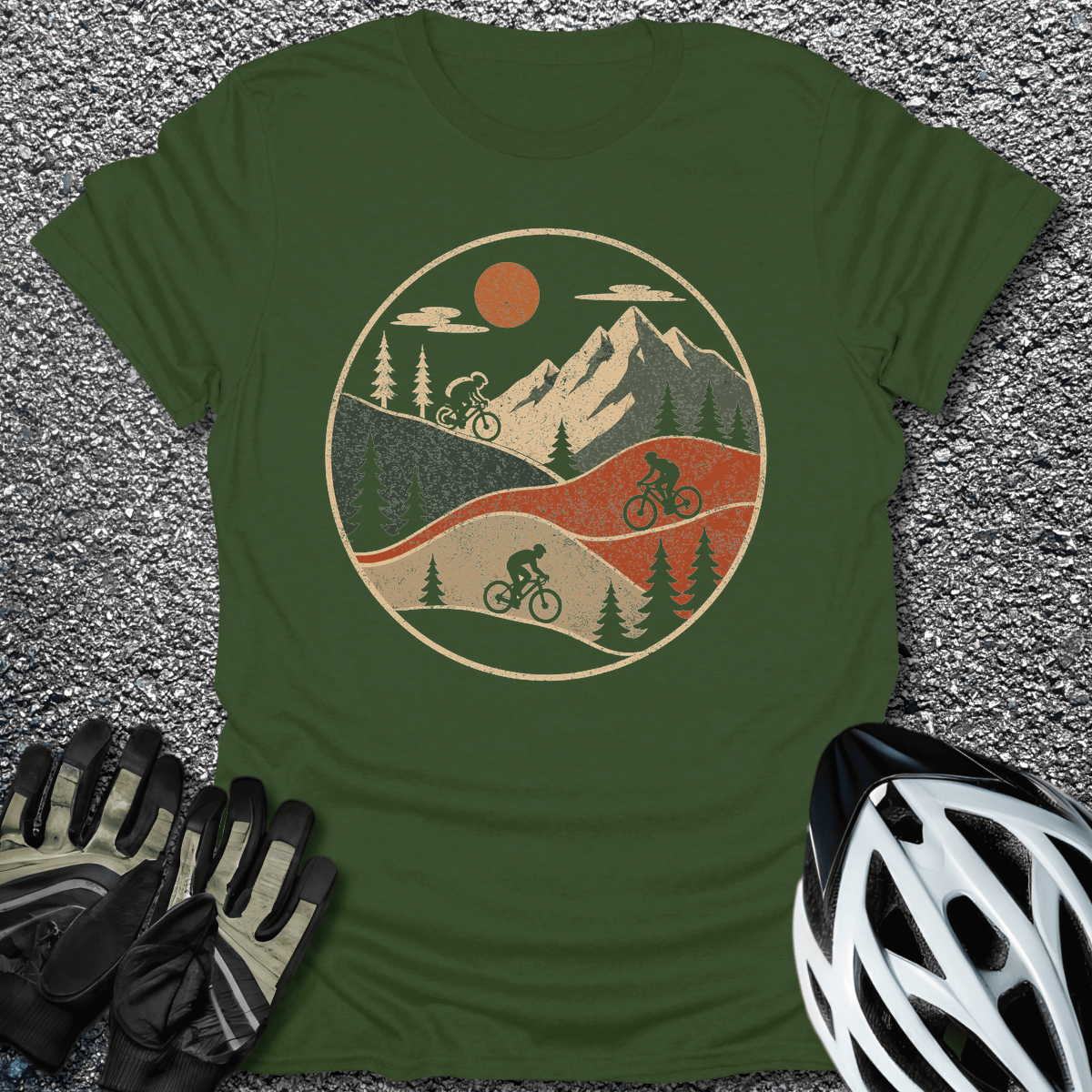 Trail Circle Badge T-Shirt in Military Green / S from CycleTees