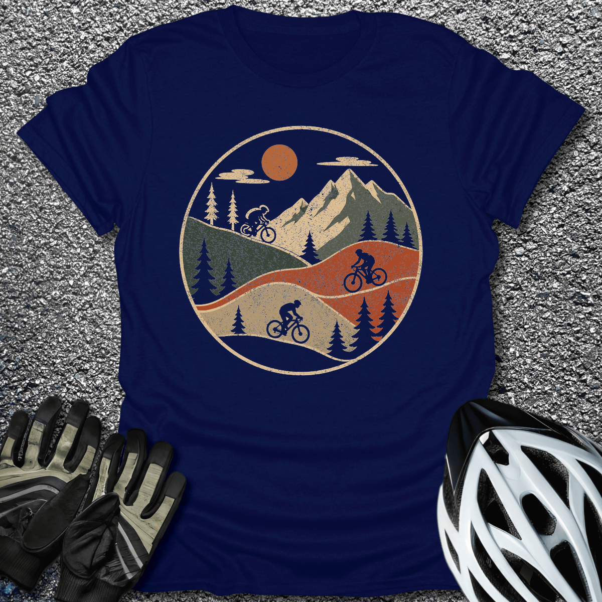 Trail Circle Badge T-Shirt in Navy / S from CycleTees