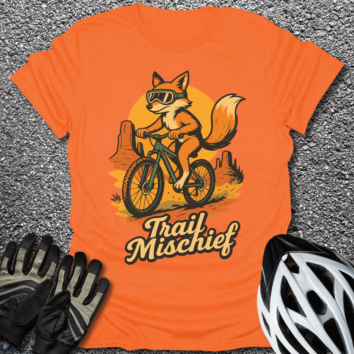 Trail Mischief T-Shirt in Orange / S from CycleTees