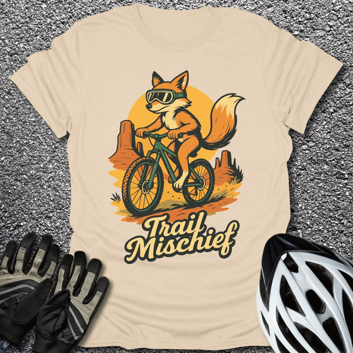 Trail Mischief T-Shirt in Sand / S from CycleTees