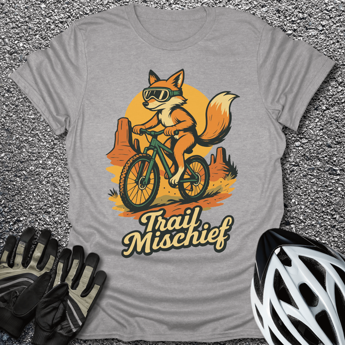 Trail Mischief T-Shirt in Sport Grey / S from CycleTees