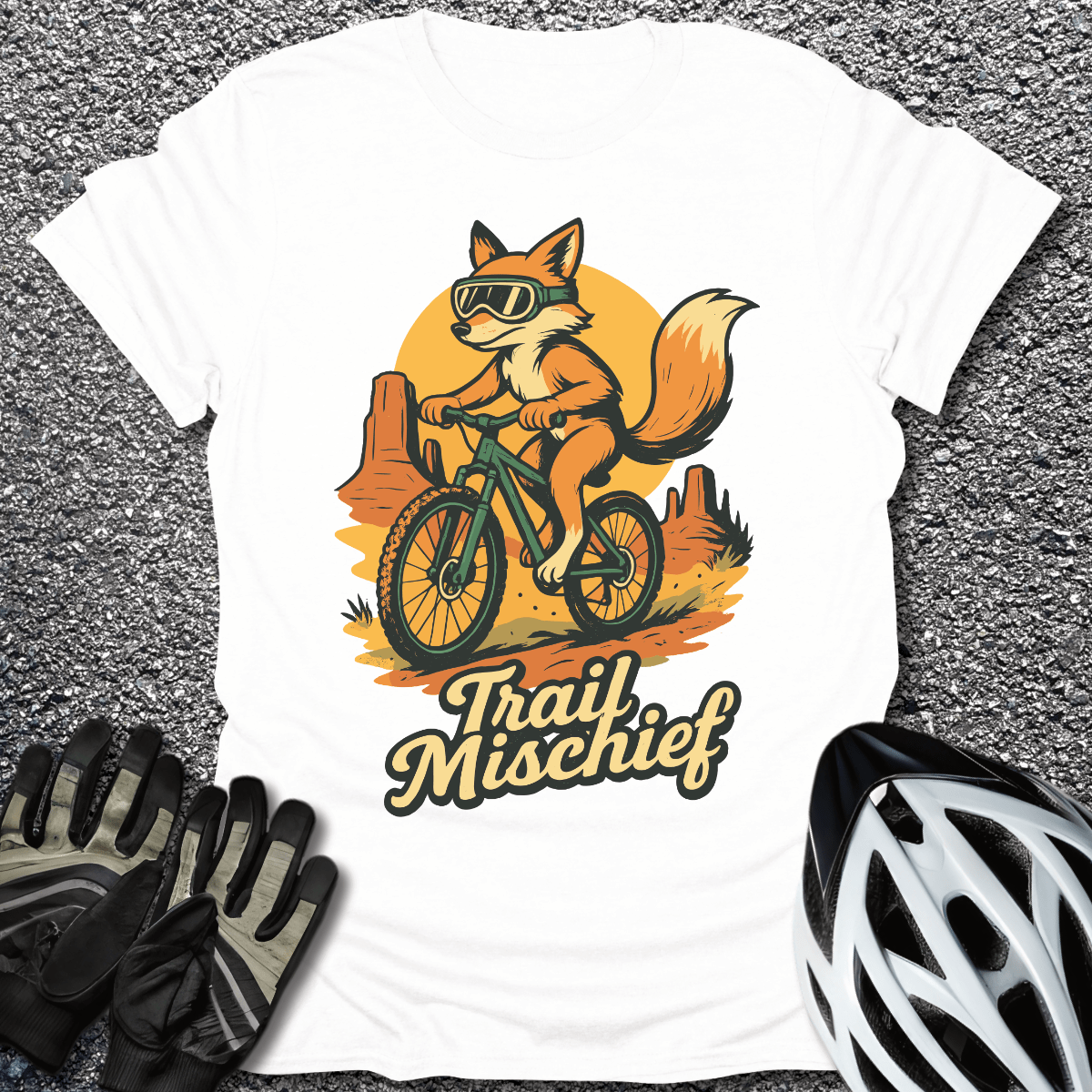 Trail Mischief T-Shirt in White / S from CycleTees