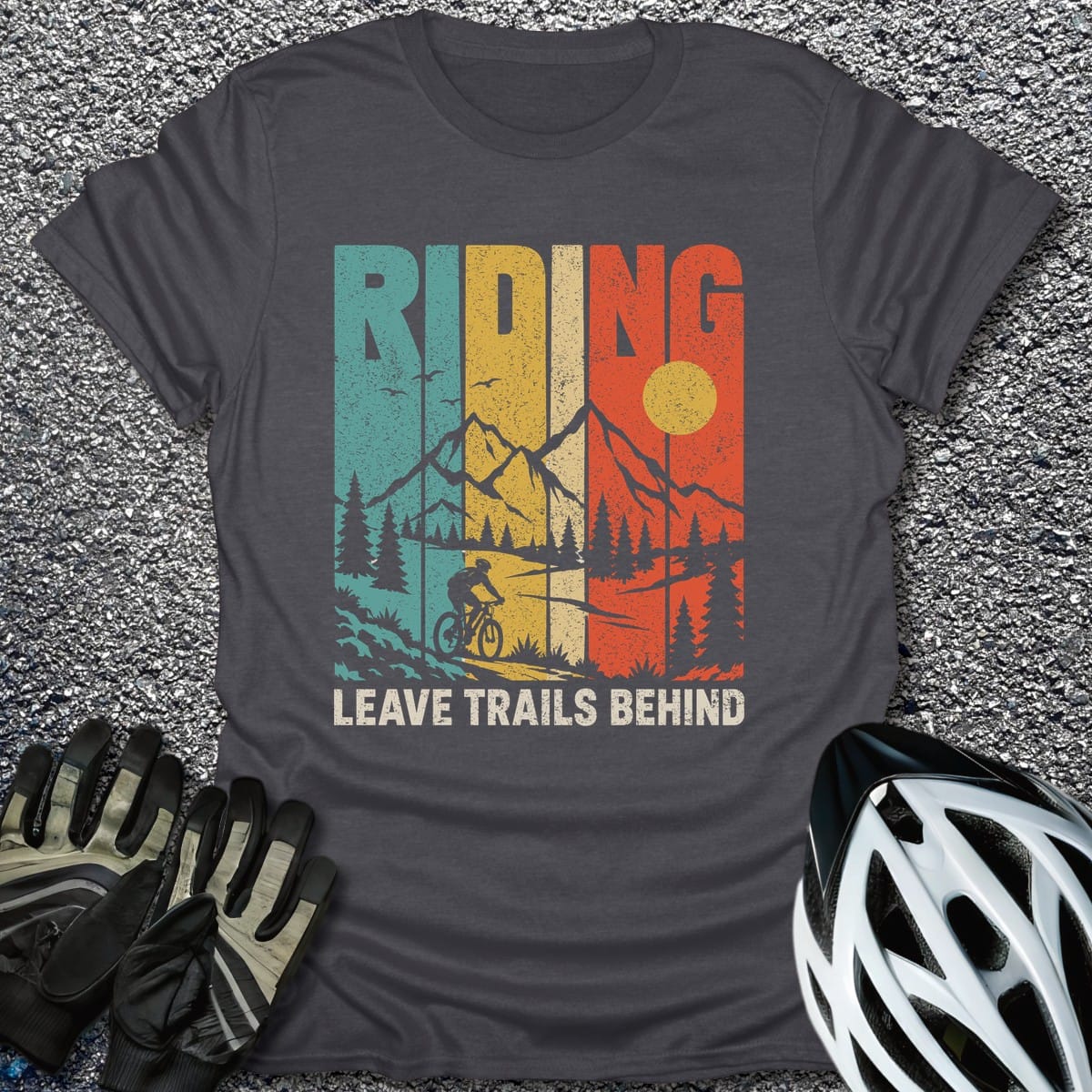 Trails Behind T-Shirt in Dark Heather / S from CycleTees