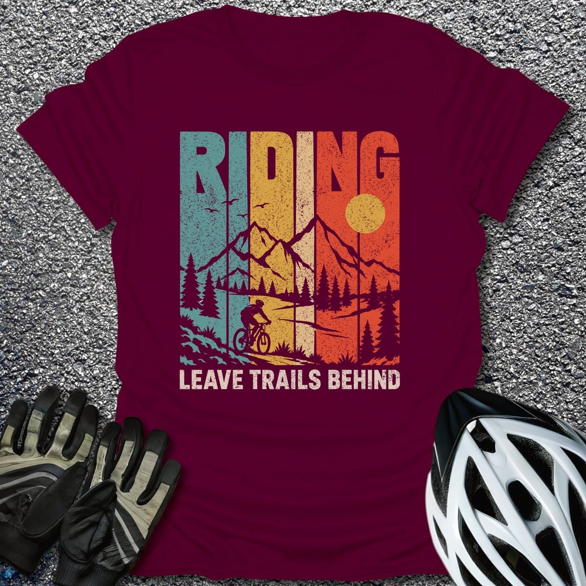 Trails Behind T-Shirt in Maroon / S from CycleTees