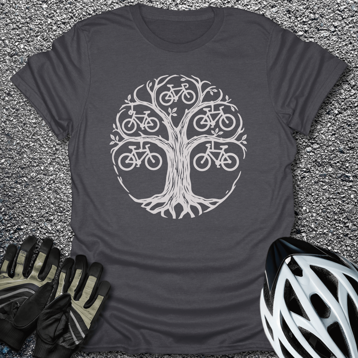 Tree of Bikes T-Shirt in Dark Heather / S from CycleTees