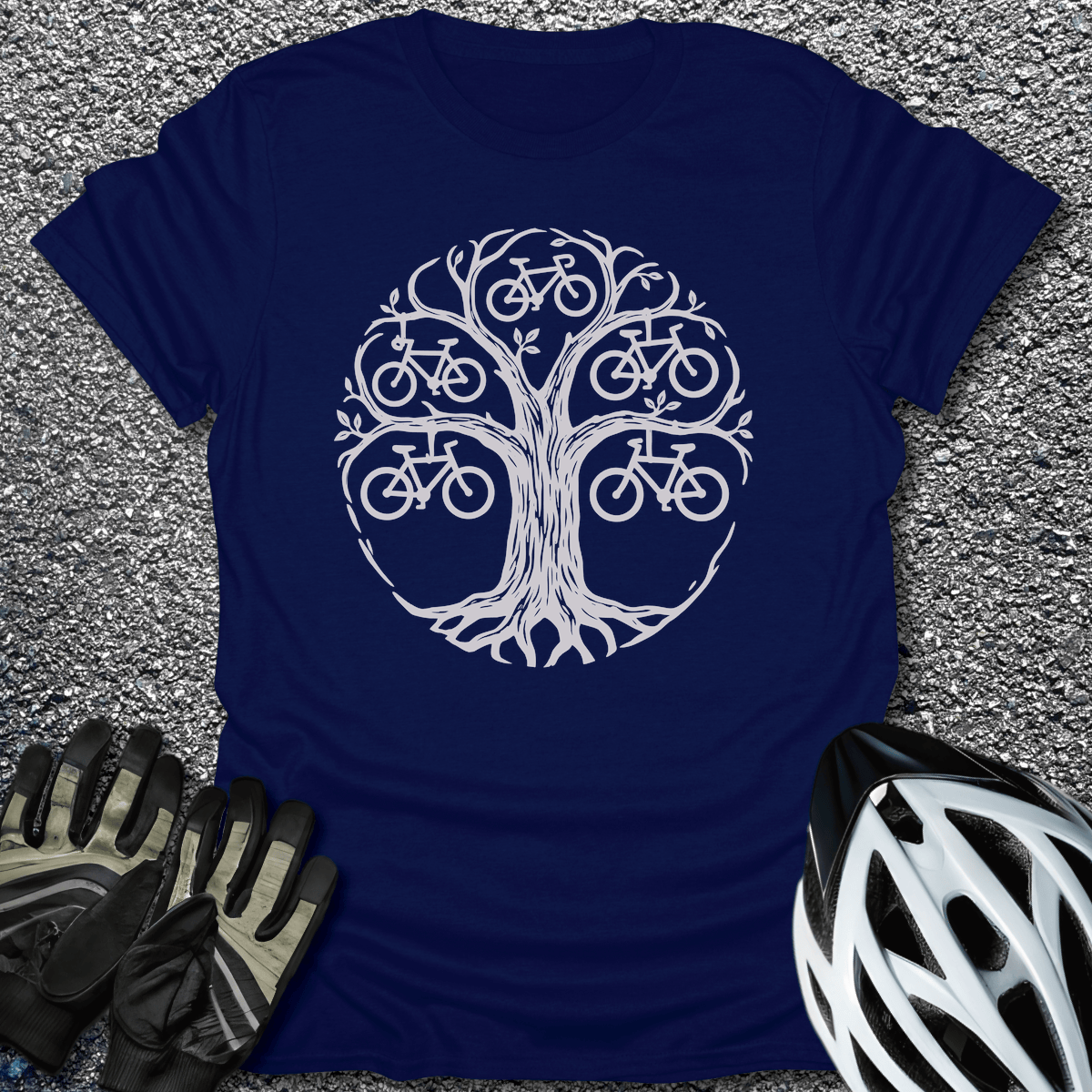 Tree of Bikes T-Shirt in Navy / S from CycleTees