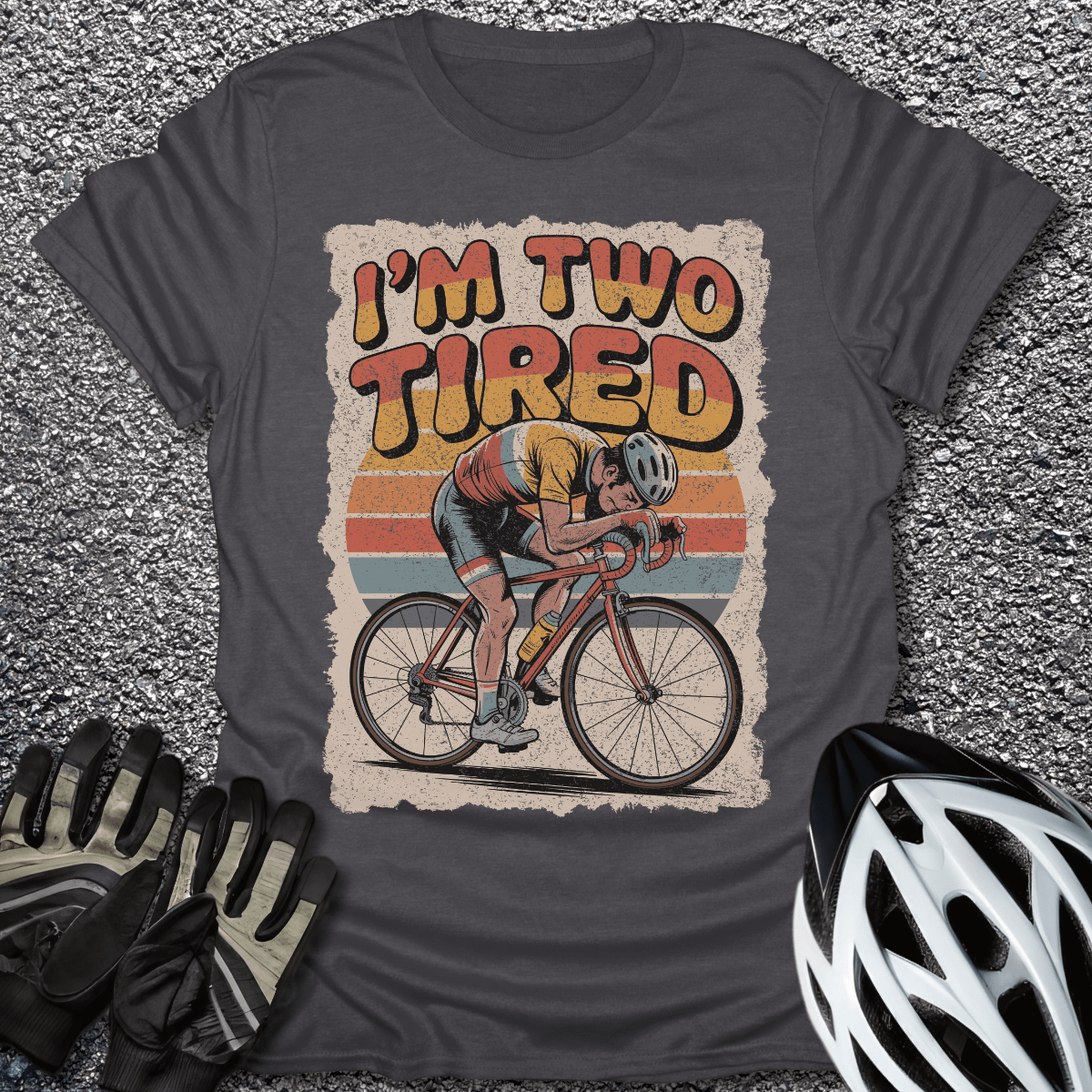 Two Tired T-Shirt in Dark Heather / S from CycleTees