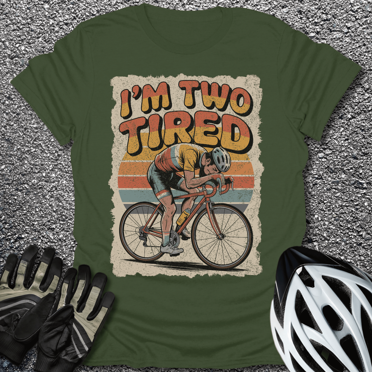 Two Tired T-Shirt in Military Green / S from CycleTees