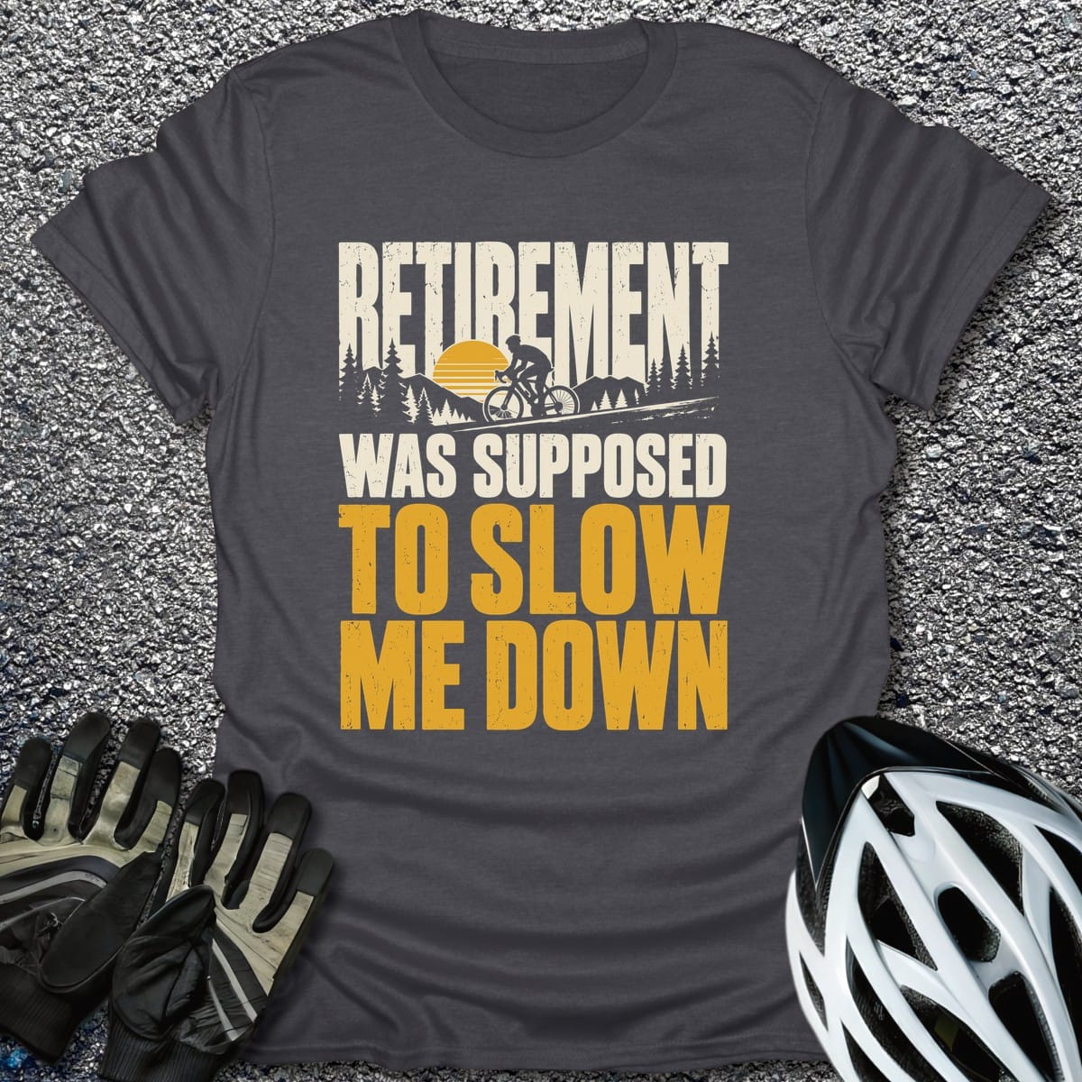 Two Wheel Sunset T-Shirt in Dark Heather / S from CycleTees